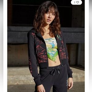 ED HARDY URBAN OUTFITTERS Exclusive Blackbird Zip-Up Hoodie Sweater Size Medium